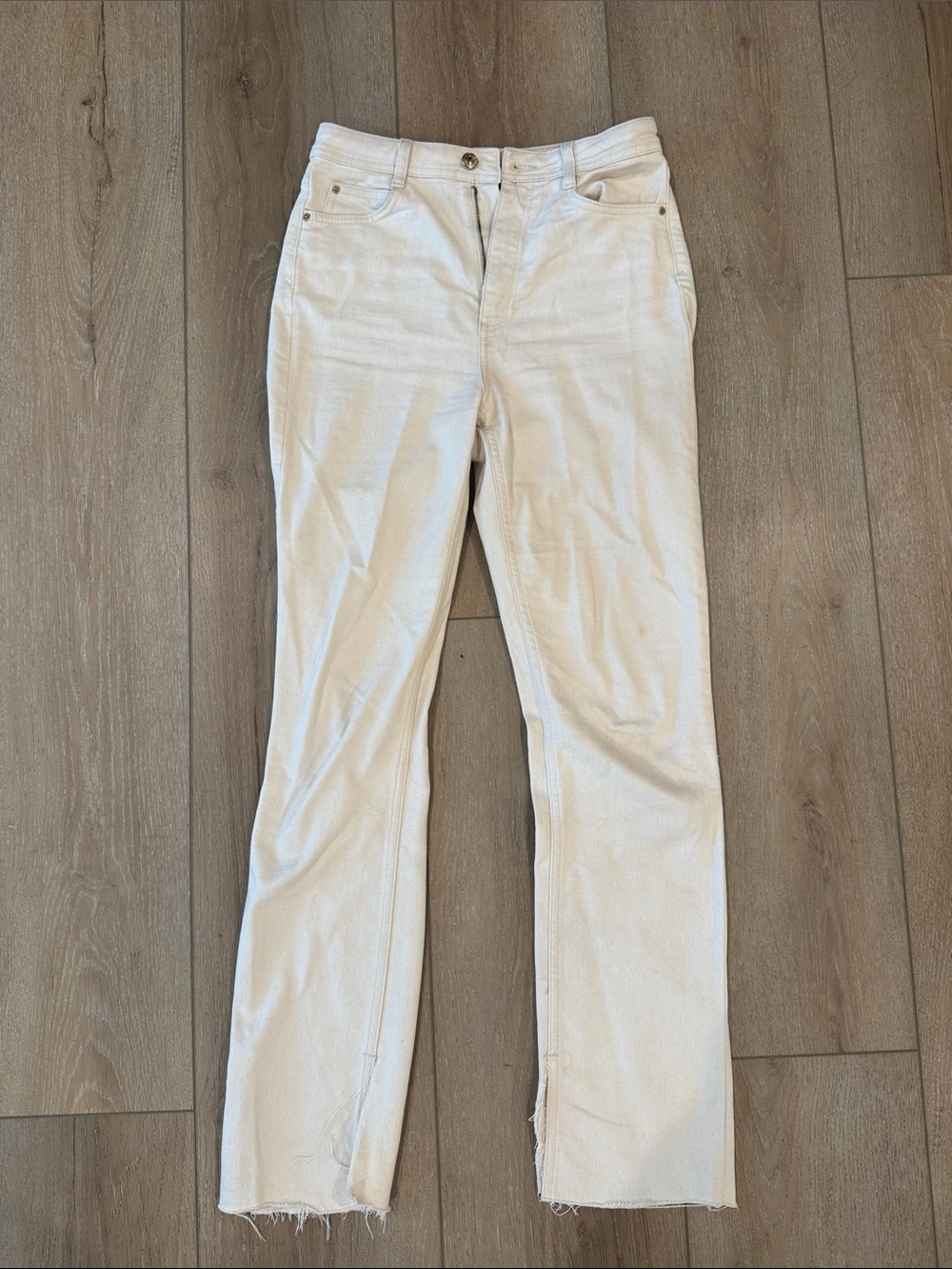 Zara Cream Straight Leg Women's Jeans